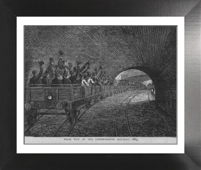 Framed Print : Print of Commuters Waving Hats at Portland Road Station