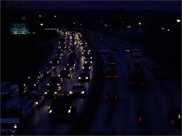Busy highway at night