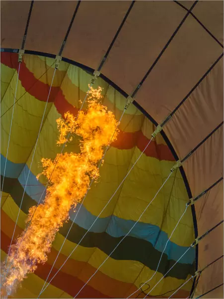Hot air balloon with its fire flame