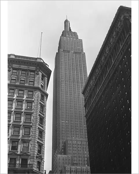 Empire State Building, New York City, USA, (B&W), low angle view