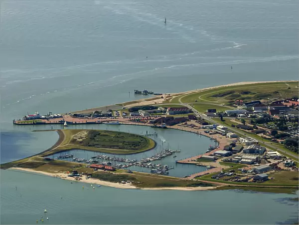 Aerial view, harbour of Norderney with ferry pier, Wadden Sea, Norderney, island in the North Sea, East Frisian Islands, Lower Saxony, Germany