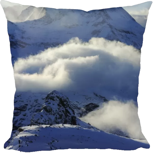 Mt. Matterhorn, shrouded in clouds, Zermatt, Valais, Switzerland, Europe