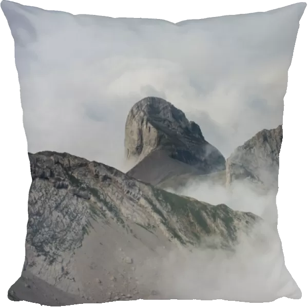 Fog in the Alpstein Range with a view towards Oehrli Mountain, Appenzell, Switzerland, Europe