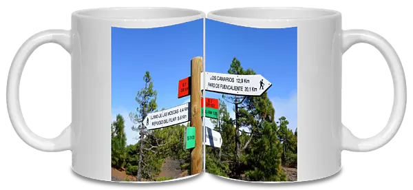 Signpost on the volcano route, Ruta de los Volcanes, La Palma, Canary Islands, Spain, Europe, PublicGround