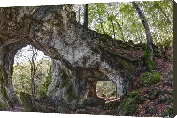 Schwingbogen rock arch near Neudorf, Wiesenttal, Franconian Switzerland, Upper Franconia, Franconia, Bavaria, Germany, Europe, PublicGround