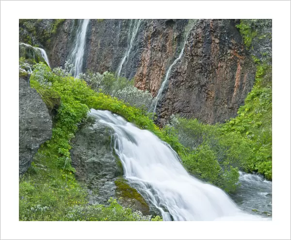 Waterfall, Holmatungur, Joekulsargljufur National Park, Iceland, Europe
