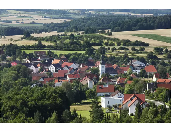 Gunzendorf, view from Senftenberg, municipality of Buttenheim, Little Switzerland, Upper Franconia, Franconia, Bavaria, Germany, Europe, PublicGround