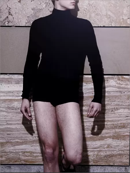 Young man wearing Ibiza-style clothes, fashion shoot