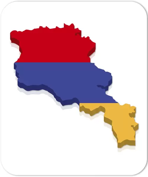 Outline and flag of Armenia, 3D