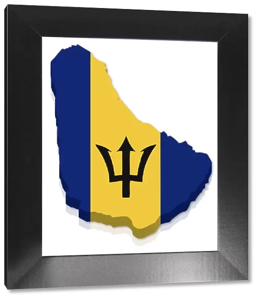 Outline and flag of Barbados, 3D