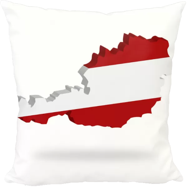 Outline and flag of Austria, 3D, hovering