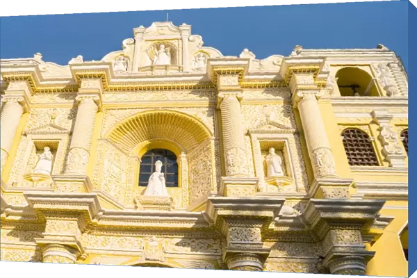 Low angle view of facade at Colonial church of Nuestra SeAnora de la Merced, Antigua, Guatemala
