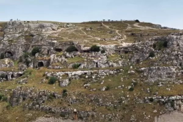 Panorama View Of The Prehistoric Rock Dwellings In The Gravina of Matera, Basilicata, Southern Italy