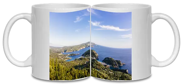 High angle view of Corfu island sea shore, Ionian Islands, Greece