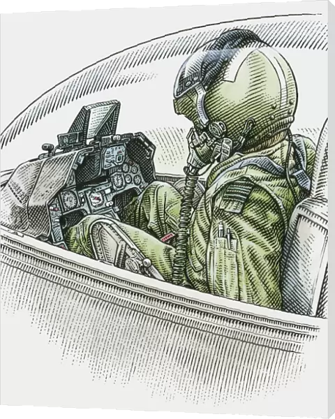 Illustration of Air Force pilot in cockpit