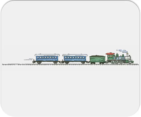 Illustration of steam train pulling carriages and coal
