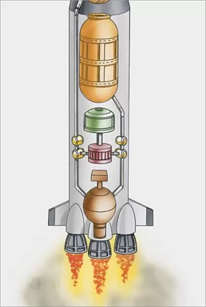 Cross section illustration of simple rocket engine