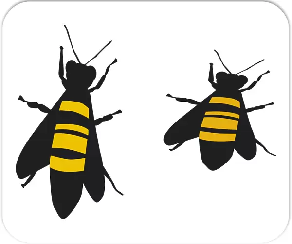 Digital illustration of yellow and black striped bees