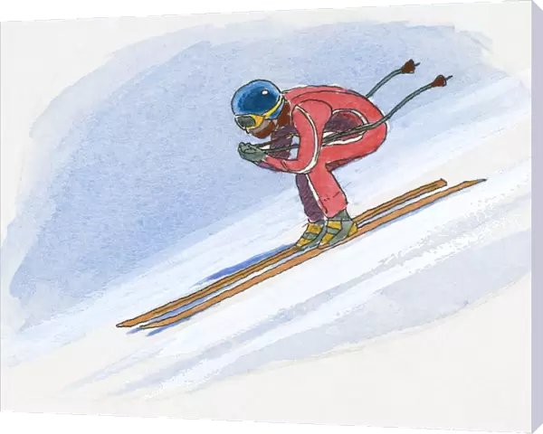 Iluustration of man downhill skiing