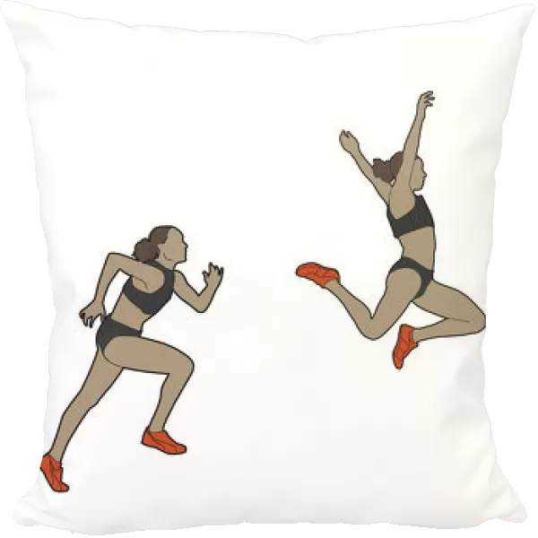 Different stages of athlete performing sail long jump