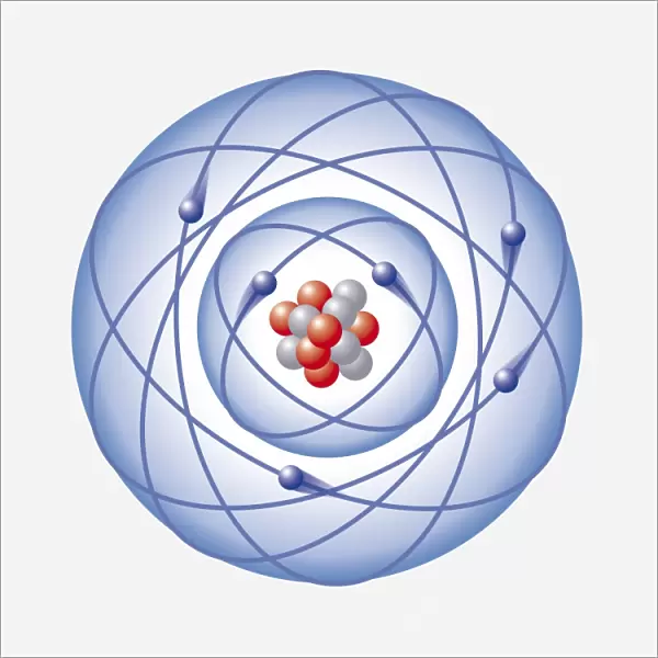 Carbon atom, digital illustration