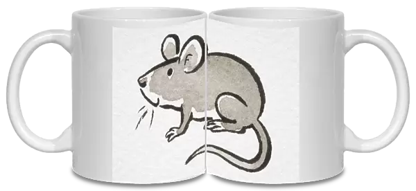 Illustration, smiling House Mouse (Mus musculus), side view