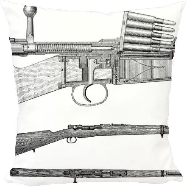 Antique illustration of cartridge gun mechanism