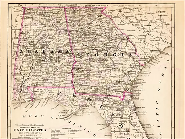 Alabama Florida Georgia map 1881