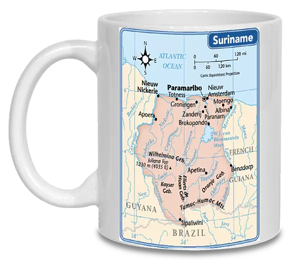 Suriname country map