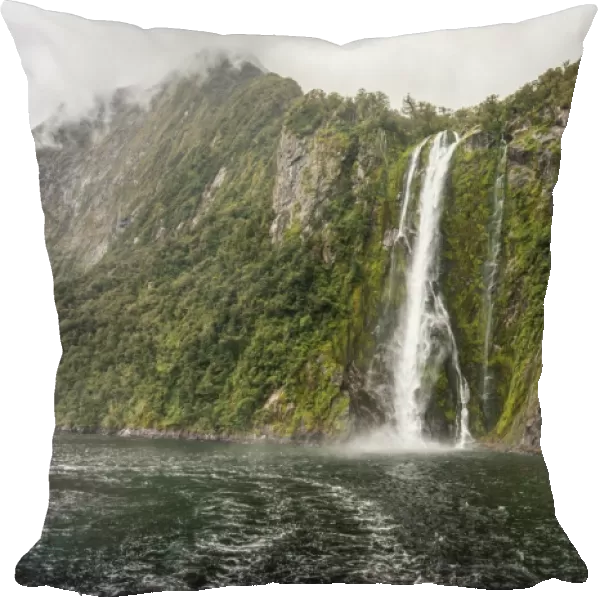 The spectacular landscape of Stirling Falls in Milford Sound, New Zealand