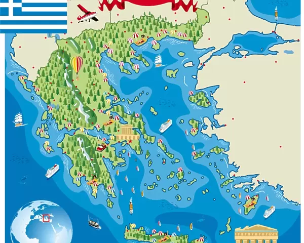 Cartoon map of Greece