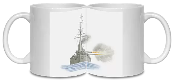 20th century, battleship, british military, cannon, front view, history, horizontal