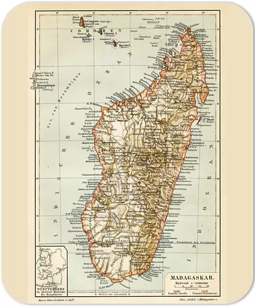 Madagascar Ceylon map 1895