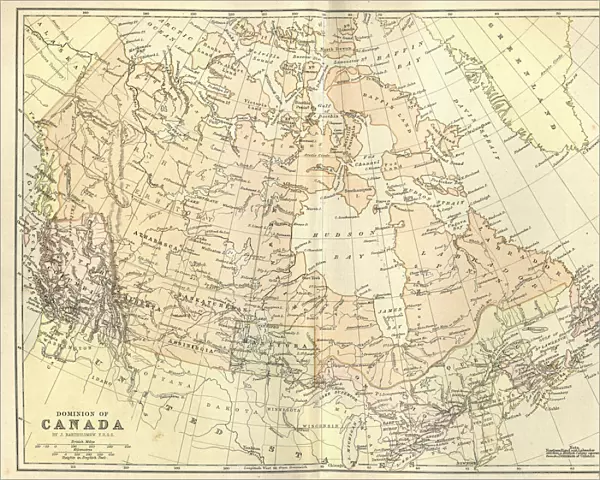 Antique map of Canada, 1884, 19th Century