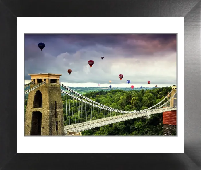 Framed Print : Hot Air Balloons over Clifton Suspension Bridge Print Framed Print : Hot Air Balloons over Clifton Suspension Bridge Print