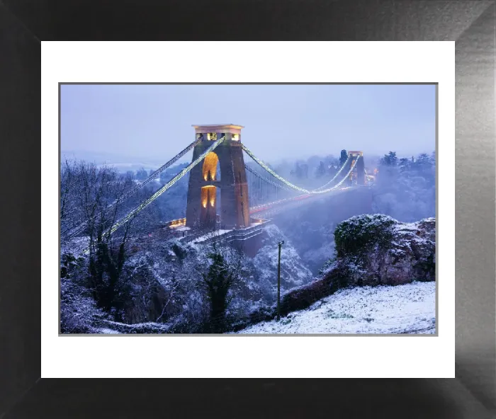 Framed Print : Wintry Clifton Bridge Print, Bristol UK 2009 Framed Print : Wintry Clifton Bridge Print, Bristol UK 2009