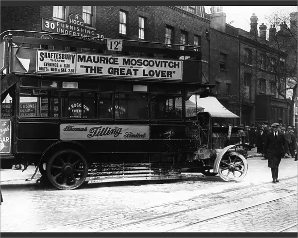 Old Bus. May 1926: A Thomas Tilling Ltd bus with bonnet up