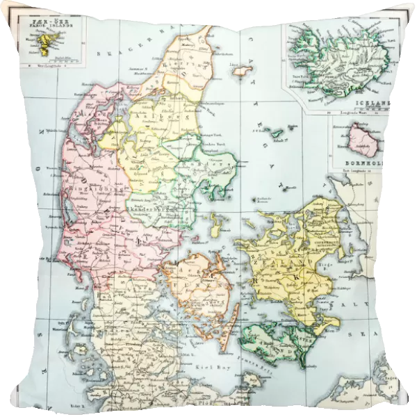 Antique map of Denmark and Iceland