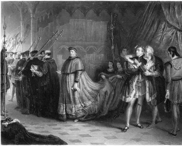 William Shakespeare: Wolsey and Buckingham (Henry VIII) (engraved illustration)