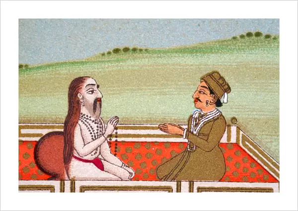 Indian prince meeting a Guru, Mughal India, 19th Century