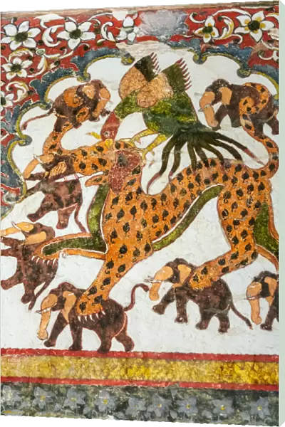 Frescoes in the Raja Mahal palace of Orchha, Madhya Pradesh, India