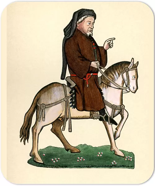 Canterbury Tales - Geoffrey Chaucer as a pilgrim on horseback
