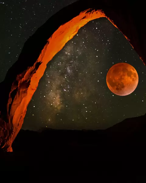 Blood Moon through Corona Arch Composite
