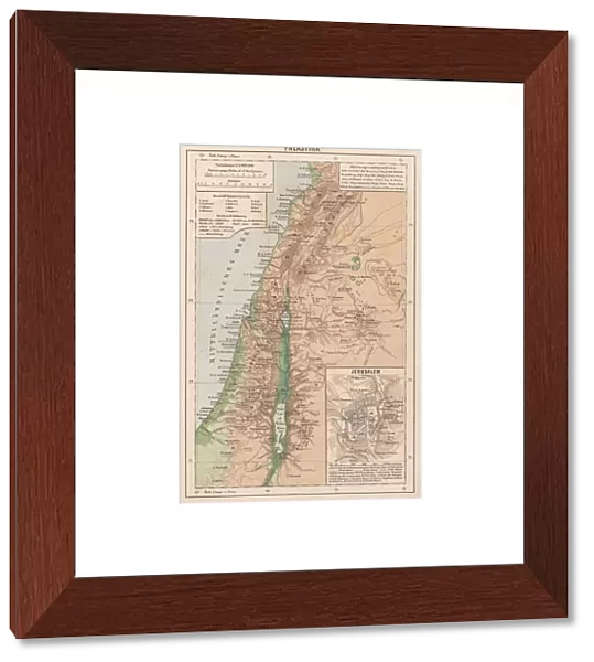 Map of Palestine and Jerusalem, lithograph, published in 1881