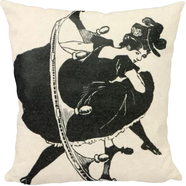 Woman with skirt dancing Cancan Art Nouveau Illustration 1897