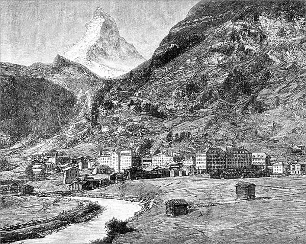 View of the village Zermatt and the Matterhorn, Switzerland