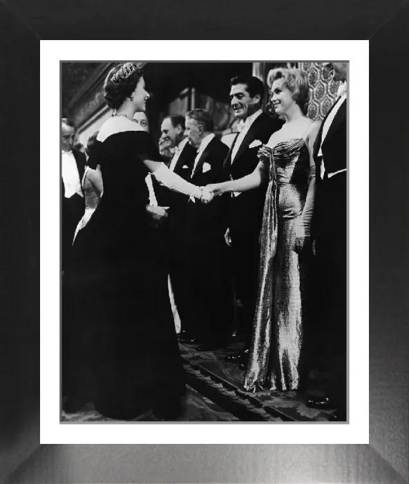 Framed Print : Marilyn Monroe Meets Queen Elizabeth II Print