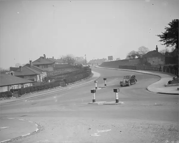 The general view of a road crossing in Erith, Kent. 1938
