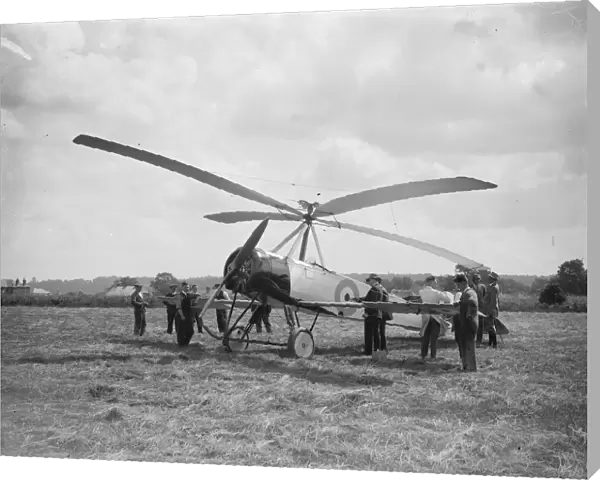 Air ministrys first windmill plane at Hamble aerodrome. The windmill before flight