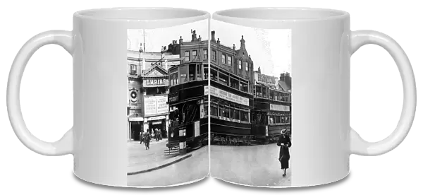 Trams outside the Islington Empire London 1 June 1936